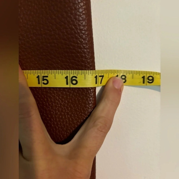 Vince Camuto Luck Tote Brown Vegan Leather with Black Accent Stripe Drop Pocket - Picture 3 of 7